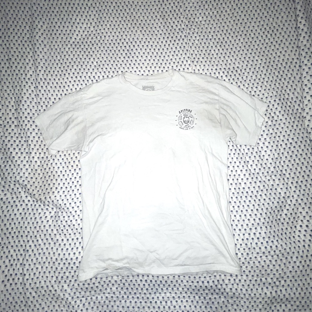 White spitfire skate like a girl tee
